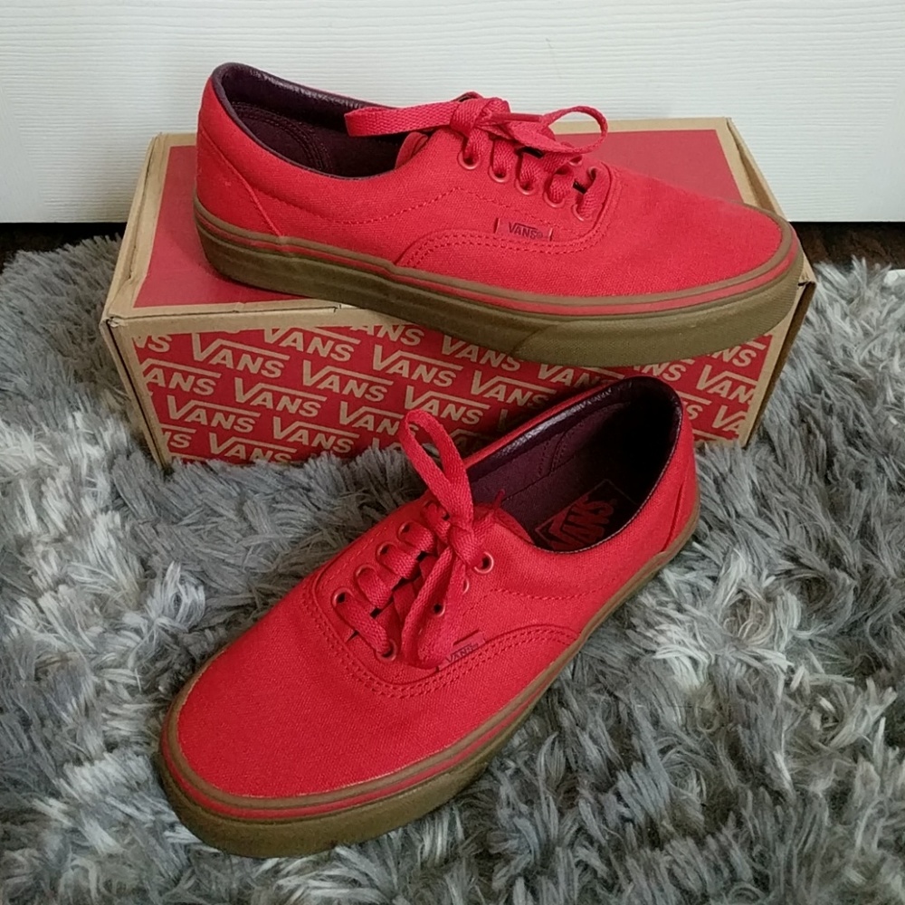 Red vans gum soles